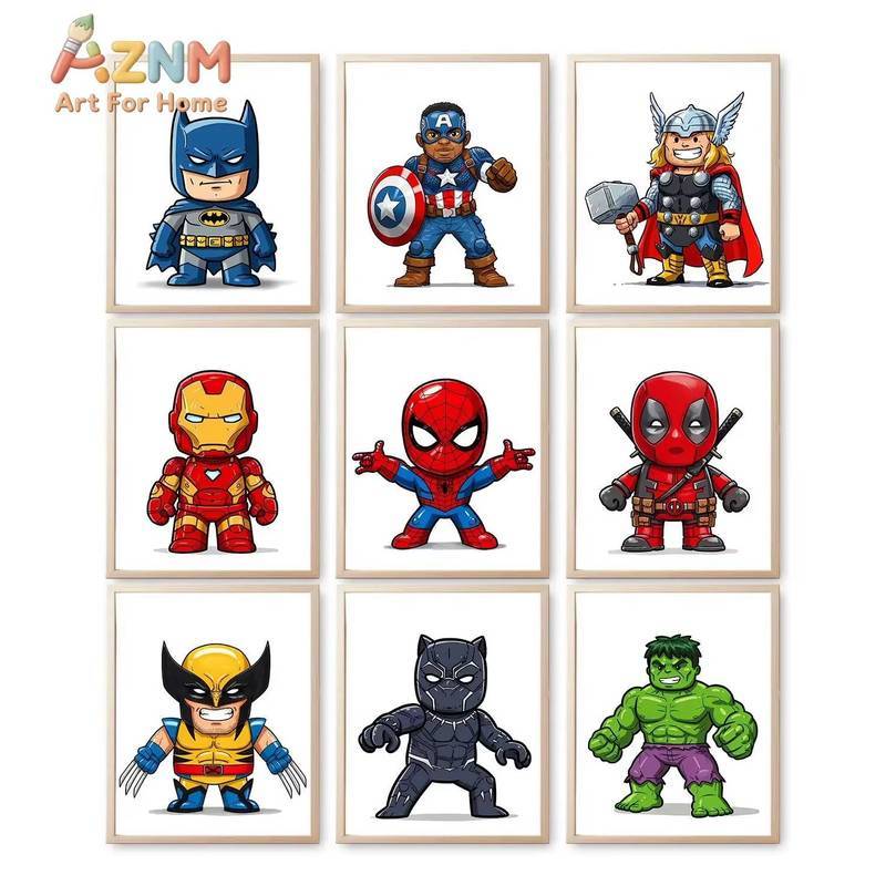 Set of 9 Superhero Wall Art - Room Decor Printable Art