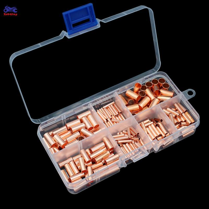 XOITOP 125/250/414/578 ชิ้น Non ฉนวนไฟฟ้า Butt Terminal Assortment ชุดลวด Ferrules ชุด 7 ขนาดทองแดง 