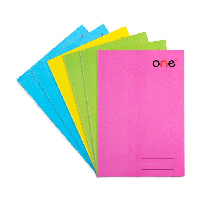 ONE สมุดปกอ่อนตัดเก้า เย็บลวด 60 แกรม 80 แผ่น คละสี (แพ็ค 6)