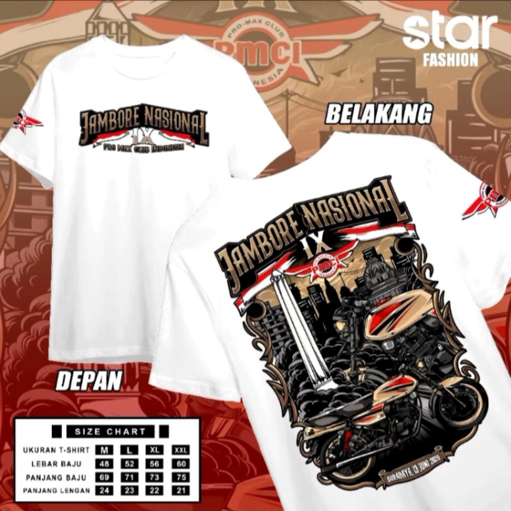 JAMANAS PMCI IX SURABAYA EVENT เสื้อยืด 13 JUNE 2026 ใหม่ล่าสุด MOTORCYCLE EVENTS สําหรับผู้ชายและผู