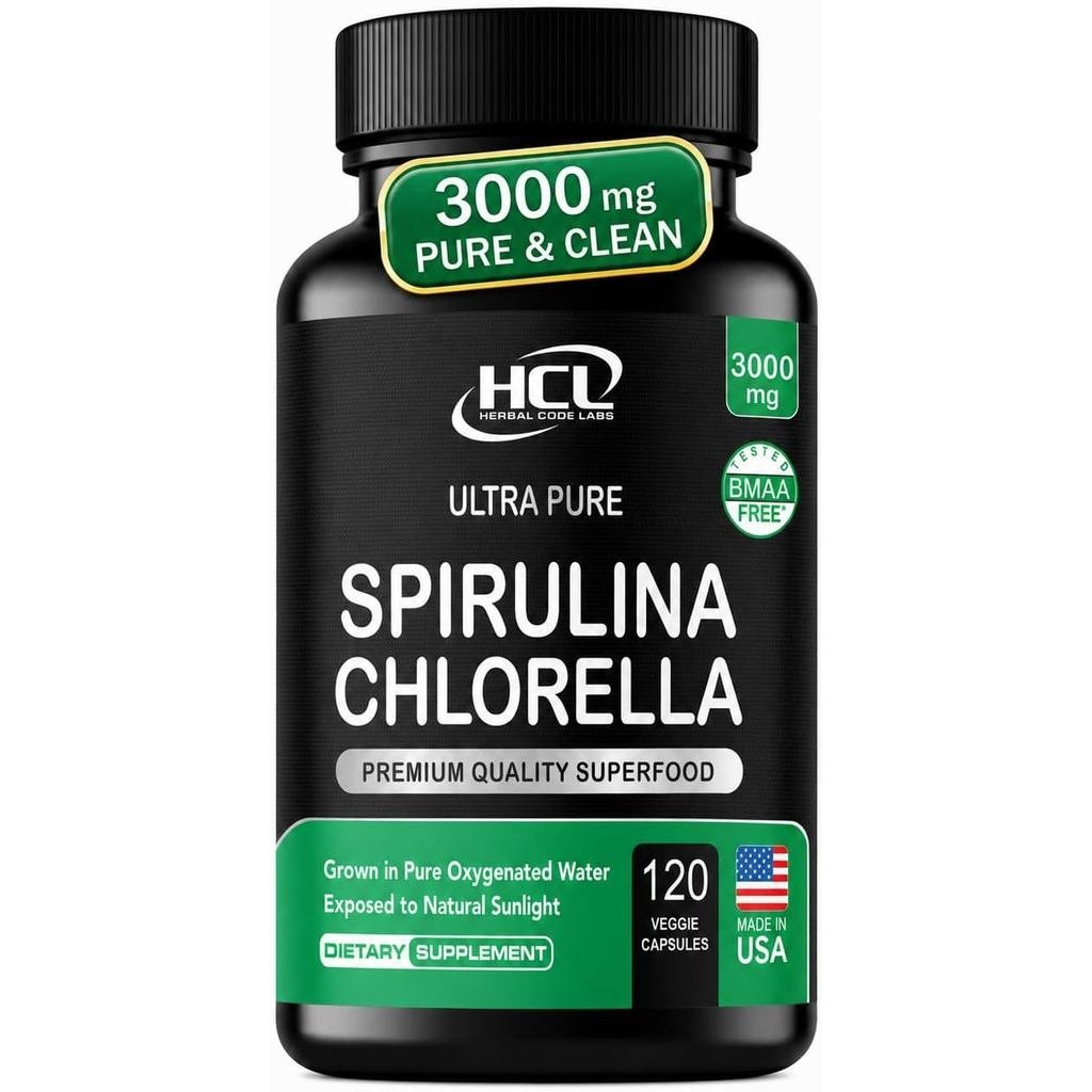 Chlorella Spirulina Powder Capsules 3000 mg of BMAA st Blue Green Algae Detox Raw s Protein Green er