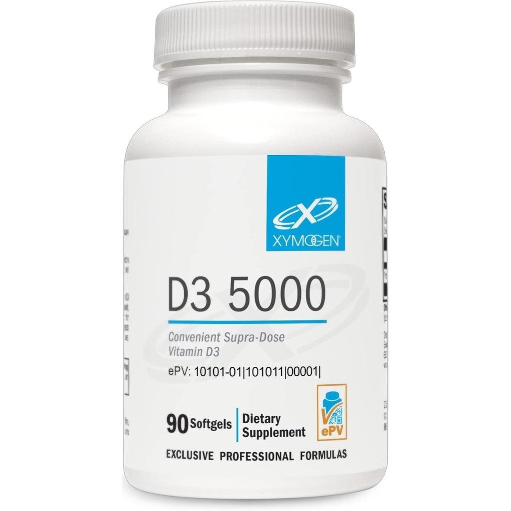 XYMOGEN D3 5000 90 ซอฟท์เจล | Biomailable D3 5000 IU (125 mcg) Strength D สําหรับพอร์ต Immune B และ 