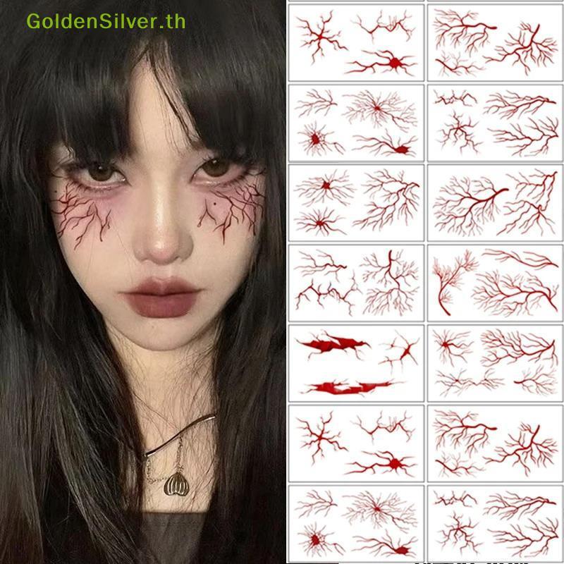 GSR หลอดเลือดดํารูปแบบรอยสักชั่วคราว Stiers 10 ชิ้นสมจริงสีแดงหลอดเลือดผิว-ปลอดภัยใช้งานง่ายสําหรับฮ