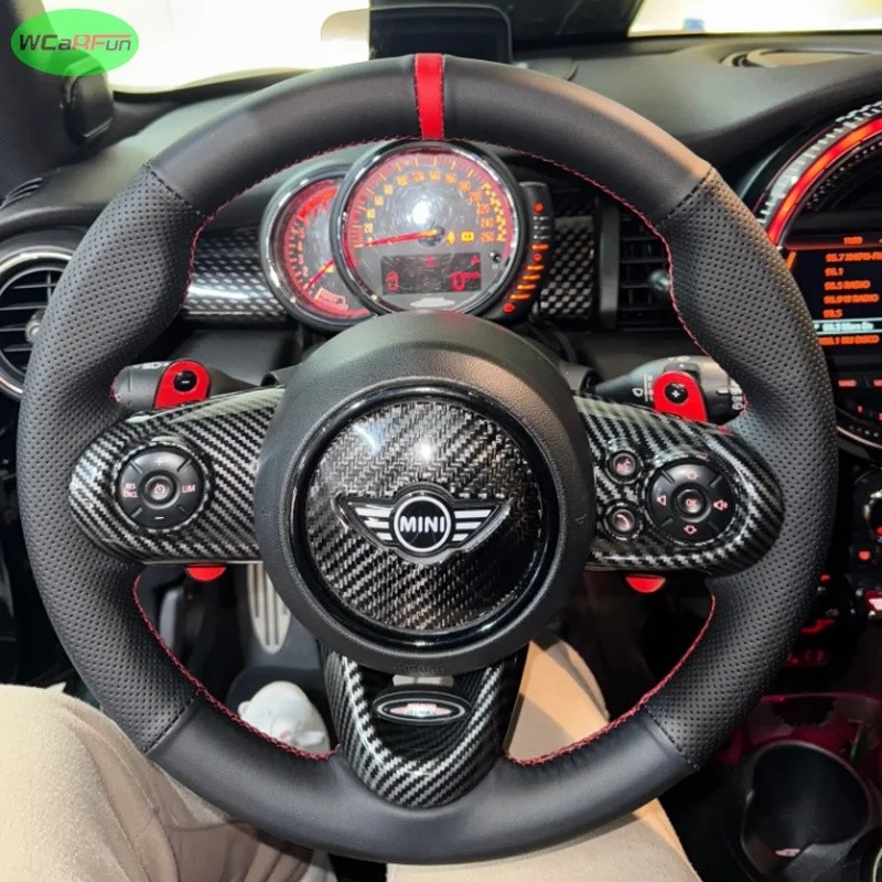 YdyCar ฝาครอบพวงมาลัยหนังกันลื่น Braid สําหรับ Mini (Hatchback/Mini) JCW Clubman JCW Convertible JCW