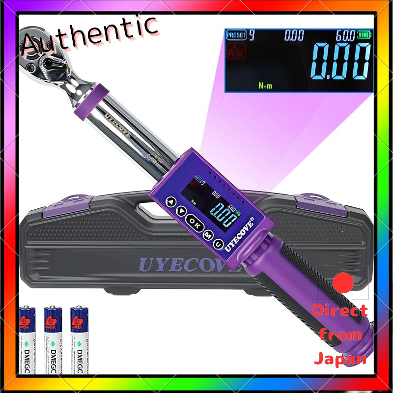 UYECOVE Digital Torque Wrench 3/8 Inch 12.7mm 3-60Nm High Accuracy ±2% Large LCD Torque Value Preset