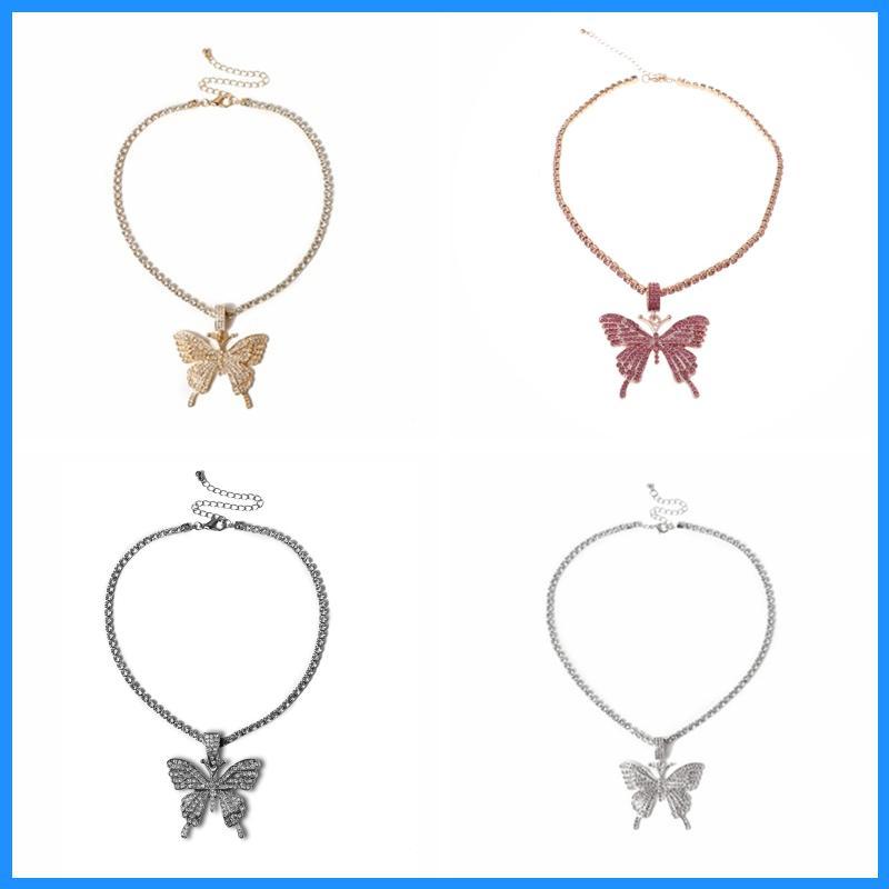 Luk Sparking Fully Iced out Crystal Pave สําหรับสร้อยคอจี้ผีเสื้อแฟชั่น Jewe