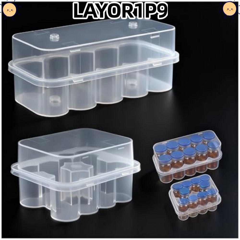 LAYOR1P9 Vial Storage, 10-Slot พลาสติก Microtube กล่องเก็บ, 3ML/10mL Stackable ตู้แช่แข็งหลอดกล่องอุ