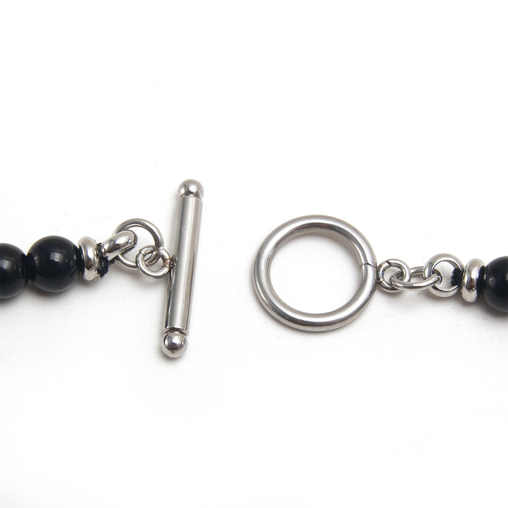 สแตนเลสหินธรรมชาติ Tiger Eye Stone Obsidian แผนที่หินรอบลูกปัด Hip Hop อินเทรนด์ผู้ชายสร้อยคอ OT หัว