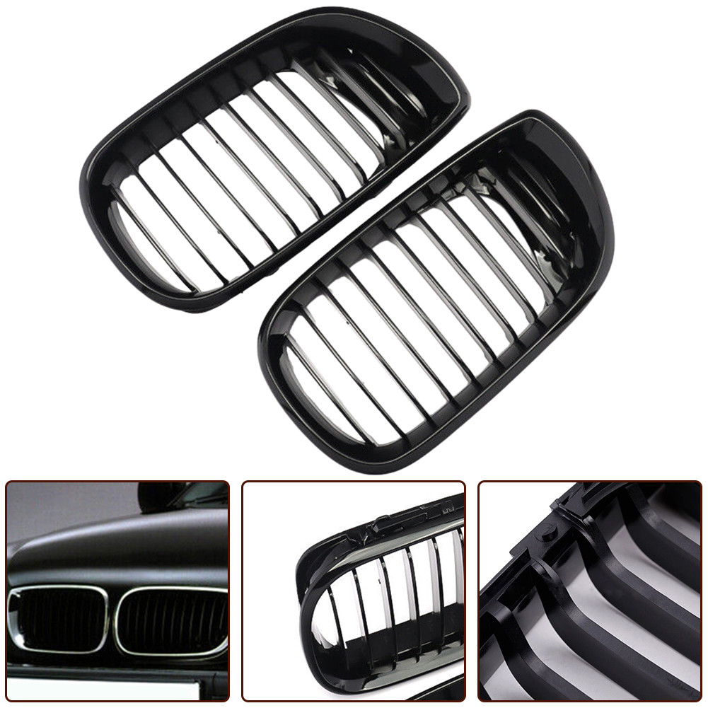 [RDYSHOP] กระจังหน้าสีดํากลอสสําหรับ BMW E46 3 Series 4D Saloon Weatherproof และติดทนนาน