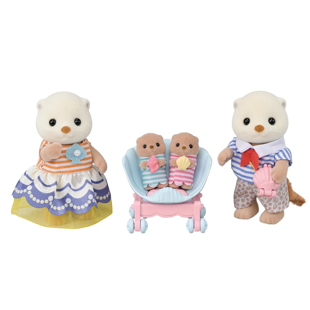 Sylvanian Families Doll Set [Otter Family] FS-54, ST Mark Certified, Ages 3 and Up, Toy Dollhouse, S