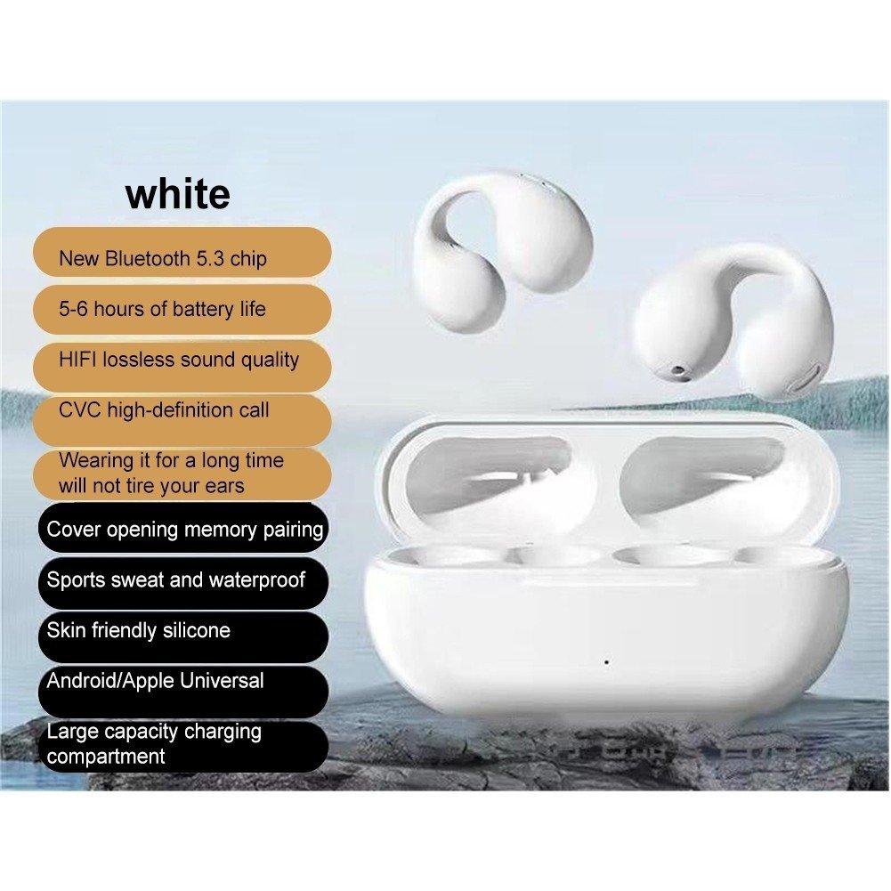 (ท้องถิ่น) Ambie Sound Earcuffs หูฟังไร้สายบลูทูธหูฟังต่างหู TWS IPX5 หูฟังแบบสปอร์ตพร้อมไมโครโฟน