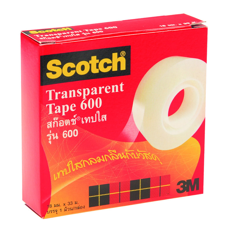 SCOTCH เทปใส 600 แกน 1 นิ้ว ขนาด 3/4 นิ้ว x 36 หลา