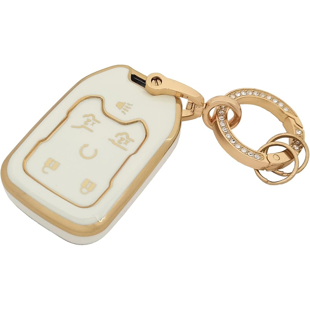 สําหรับ GMC Key Fob พร้อมพวงกุญแจ Soft TPU ป้องกันกุญแจรถใช้งานร่วมกับ Chevy Chevrolet Suburban Taho