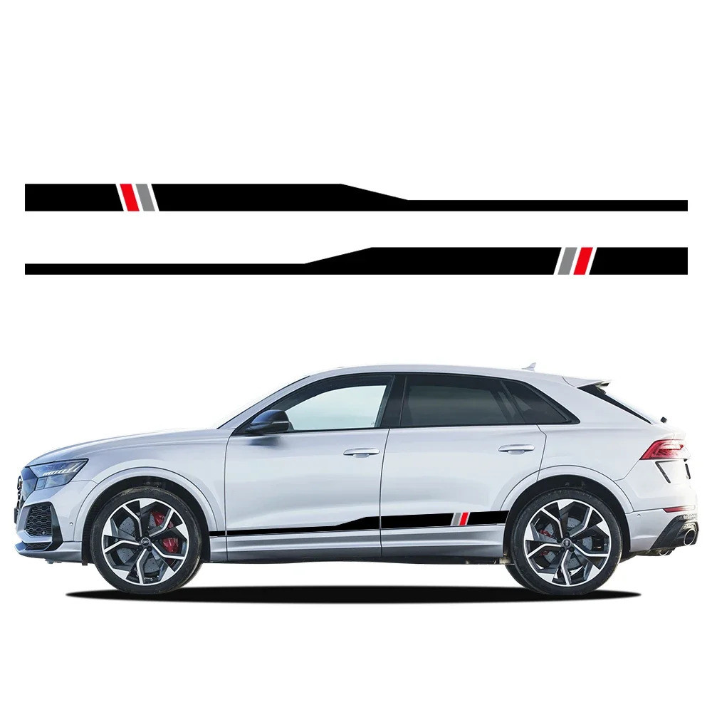 รถRacing Stripesสติกเกอร์ประตูไวนิลDecalsปรับแต่งอุปกรณ์เสริมสําหรับAudi Q8 SQ8 RS TFSI Quattro E-tr