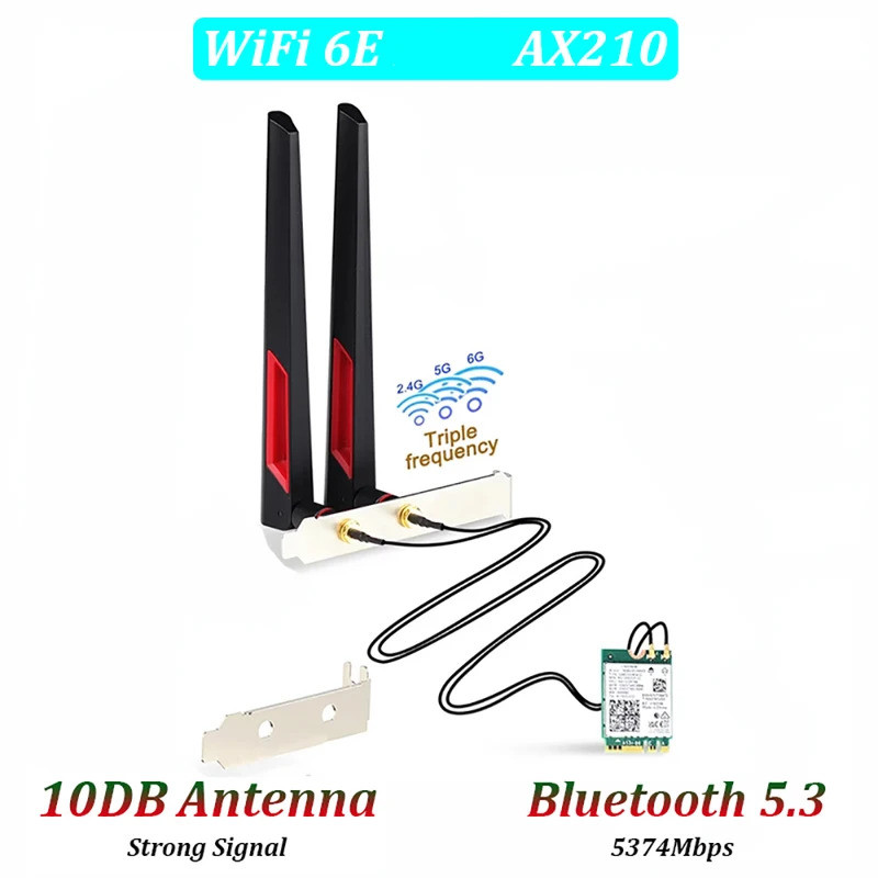 10DBi เสาอากาศ M.2 ชุดเดสก์ท็อปสําหรับ WiFi 6E AX210 WiFi 6 AX200 7265NGW การ์ดไร้สายบลูทูธ 2 ใน 1 อ