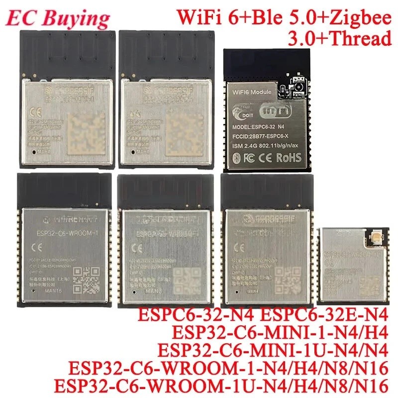1 PC ESP32-C6-WROOM-1 1U N4 N8 N16 H4 esp32c6 2.4GHz Wi-Fi 6 Ble 5 Wifi โมดูลไร้สาย 4MB 8MB 16MB 3.0