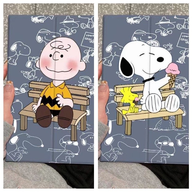 เหมาะสําหรับฝาครอบ iPad เคส iPad การ์ตูน Charlie และ Snoopy สําหรับ iPad mini123456 Ipad air 9.7 นิ้