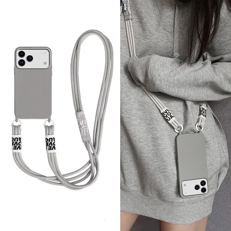 สําหรับ iPhone 17 Pro Max 17 Air 2025 Simple Crossbody สร้อยคอสายเชือกเส้นเล็กซิลิโคนอ่อนนุ่มกรณี