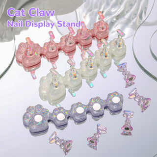 1เซ็ตเล็บเริ่มต้นปฏิบัติฐานแมวกรงเล็บเล็บยืนสําหรับกดบนเล็บเ…