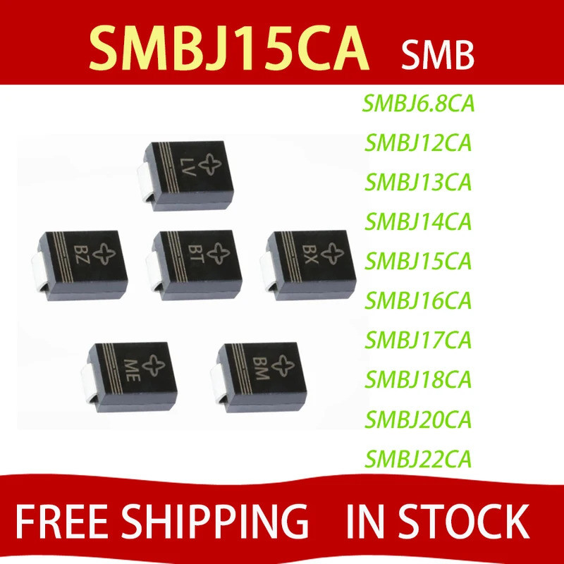 5PCS SMBJ6.8CA SMBJ18CA 5.0CA 8.5CA 10CA 16CA 15CA 20CA 22CA 24CA 26CA 30CA 36CA 43CA 68CA 70CA 75CA