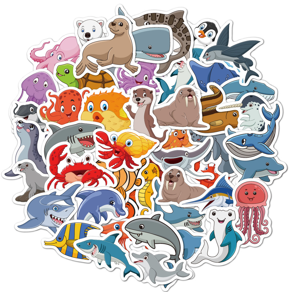 50ชิ้น/เซ็ต ❉ Sea Animals Series 02 Mini Kids Rewards Stickers ❉ DIY แฟชั่นสติ๊กเกอร์ Doodle กันน้ํา