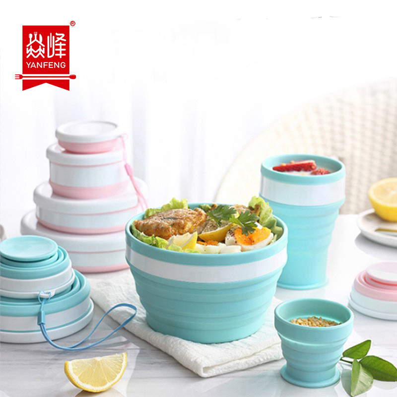 ถ้วยซิลิโคนพับได้ถ้วยน้ําแบบพกพาชามชามซิลิโคนพับได้ถ้วยดื่มท่องเที่ยวกลางแจ้งเด็กน้ํายาบ้วนปากถ้วย Q