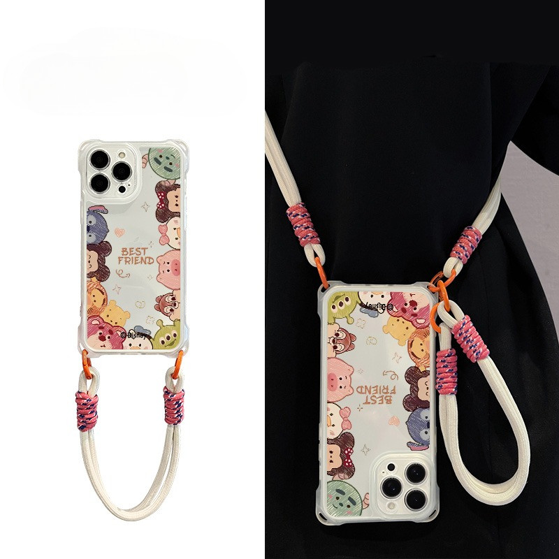 เคสไอโฟน 13 มิกกี้เมาส์น่ารักลอตโซ่สี่มุมรูแขวน สำหรับ IPhone 13 11 14 16 12 15 17 Pro Max XSMax SE 2 3 XR X 16 8 7 Plus - รูปที่ 6