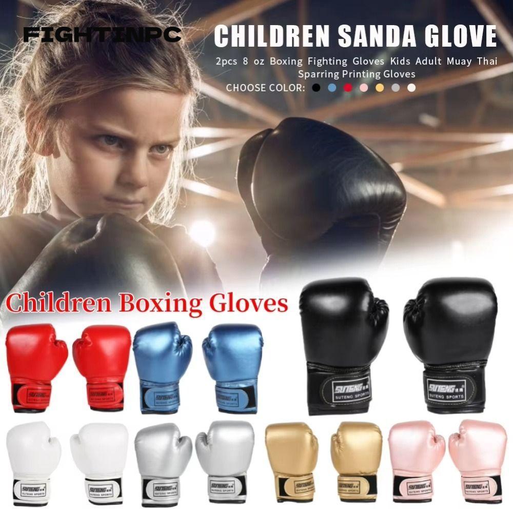 FIGHTINPC 2 ชิ้นนวมชกมวยเด็ก, กระเป๋าเจาะ PU หนัง MMA ถุงมือต่อสู้, แฟชั่นของขวัญเด็กสําหรับเด็กเด็ก