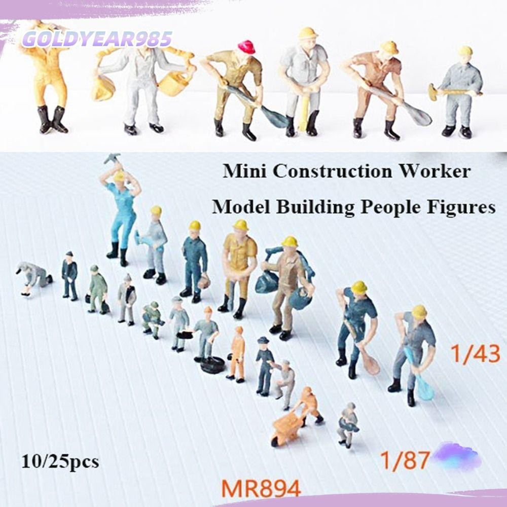 ทอง985 10/25ชิ้นอาคารคนตัวเลข,มินิพลาสติกรุ่นงานก่อสร้าง,ผู้โดยสารรถไฟทิวทัศน์ของตกแต่งบ้านขนาดเล็ก