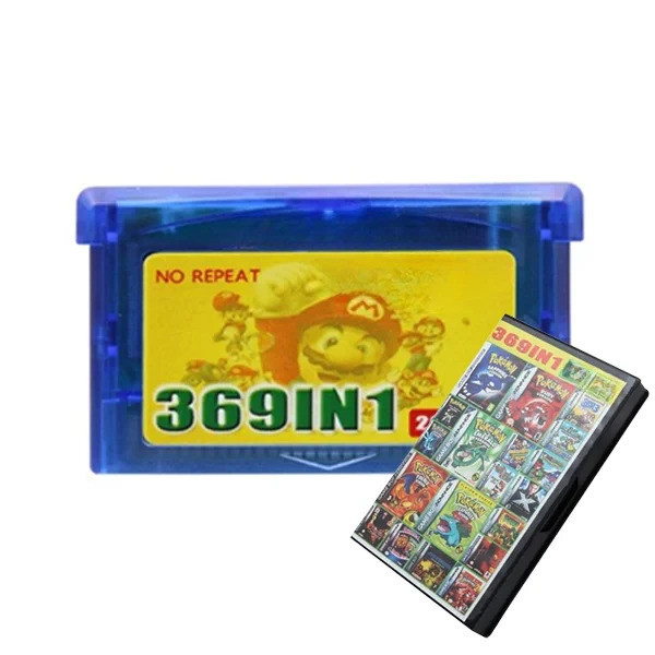 ตลับเกมสําหรับการ์ด GBA,32 บิต,369 เกมใน 1 สําหรับ GBA,GBA,GBA,SP,NDS,Pokemon,Retro,English