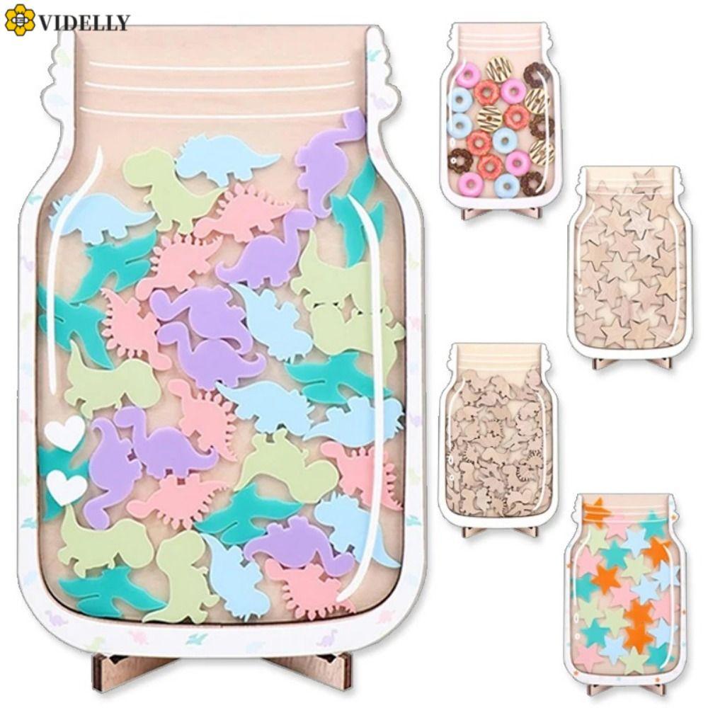 VIDELLY Kids Star Reward Jars, Invidation Wood Positive Beahavior Rewards Jar, เครื่องมือการจัดการห้