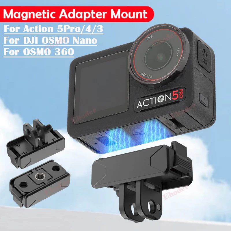 อะแดปเตอร์แม่เหล็กสําหรับ DJI OSMO Action6 NANO Osmo360 Action 6 5 Pro พับ Quick Release Mount ฐานสําหรับ DJI Action 4 3 5Pro กล้องขยายอุปกรณ์เสริม