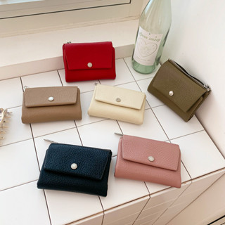 กระเป๋าสตางค์หนังสั้นสไตล์เรียบง่ายสำหรับผู้หญิง ออกแบบพับเก…