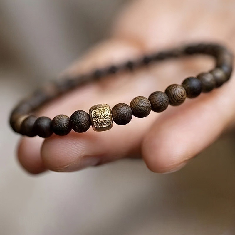 Retro Bohemian แฟชั่นไม้กฤษณาลูกปัดไม้สร้อยข้อมือสําหรับผู้ชายผู้หญิง Unisex ทุกวันเครื่องประดับ