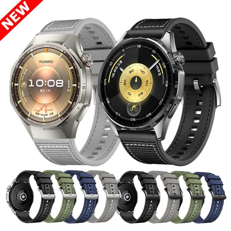 ไนลอน + สายซิลิโคนสําหรับ HUAWEI WATCH GT 6 5 pro 46 มม.GT5 4 46 มม.Huaweiนาฬิกา 5 46 มม.สร้อยข้อมือ