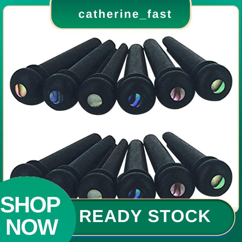 In Stock 12X Ebony Guitar Bridge Pins,Ebony End Pin,Endpin,Abanlone Dot สําหรับชิ้นส่วนกีต้าร์โปร่งเ