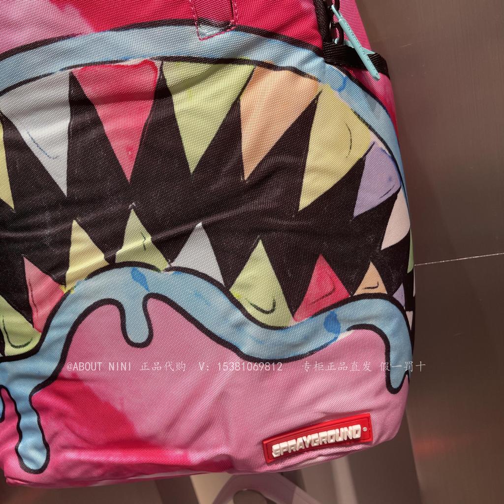 Sprayground Happy Crayon Street Wear Shark Mouth Men Women Backpack Domestic Counter Daigou