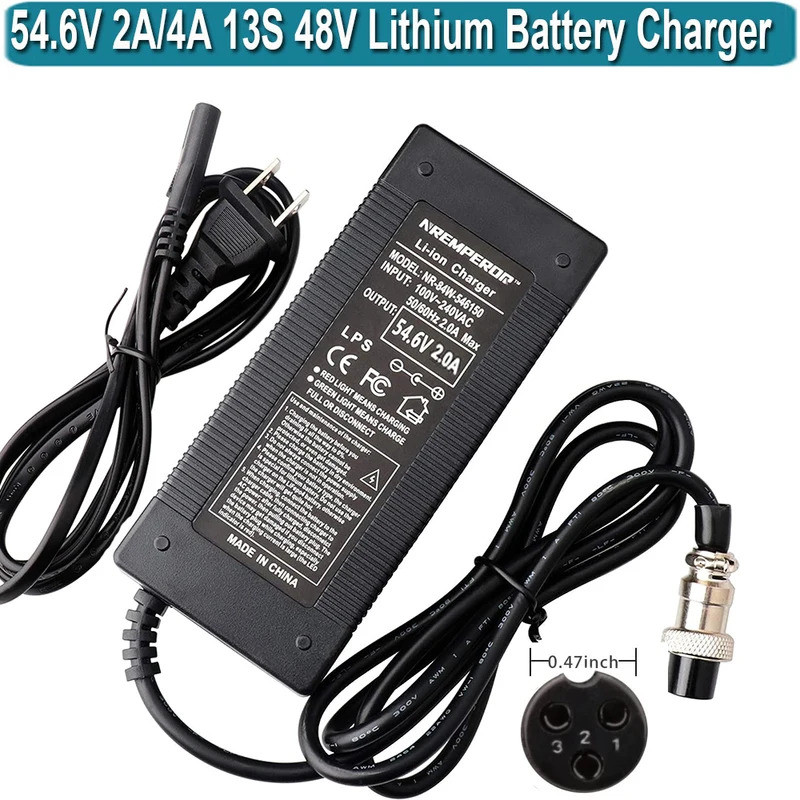 54.6V 2A Charger สําหรับ 48V 13S Evercross H5/ Vsett 8, 8+, 9+ / JOYOR S5, G5, Y7-S/สําหรับ KAABO Ma