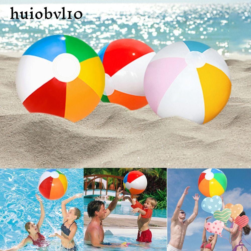 HUIOBVLTH ลูกบอลชายหาดสีรุ้ง, ลูกบอลชายหาดเป่าลมขนาดใหญ่ 30 ซม., สระว่ายน้ําของเล่นหกสี 40 ซม. PVC Inflatable Pool Ball เด็ก