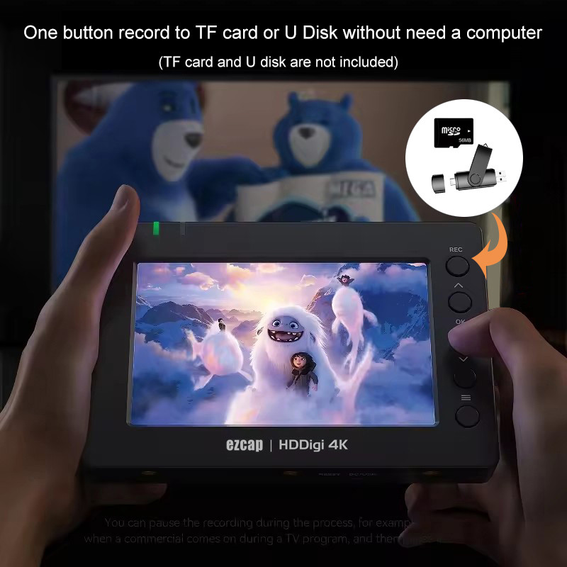 2160P30fps บันทึกการ์ดจับภาพวิดีโอ HDMI 4K บันทึกการ์ด Micro SD USB U Disk สําหรับกล้องแล็ปท็อปพีซี