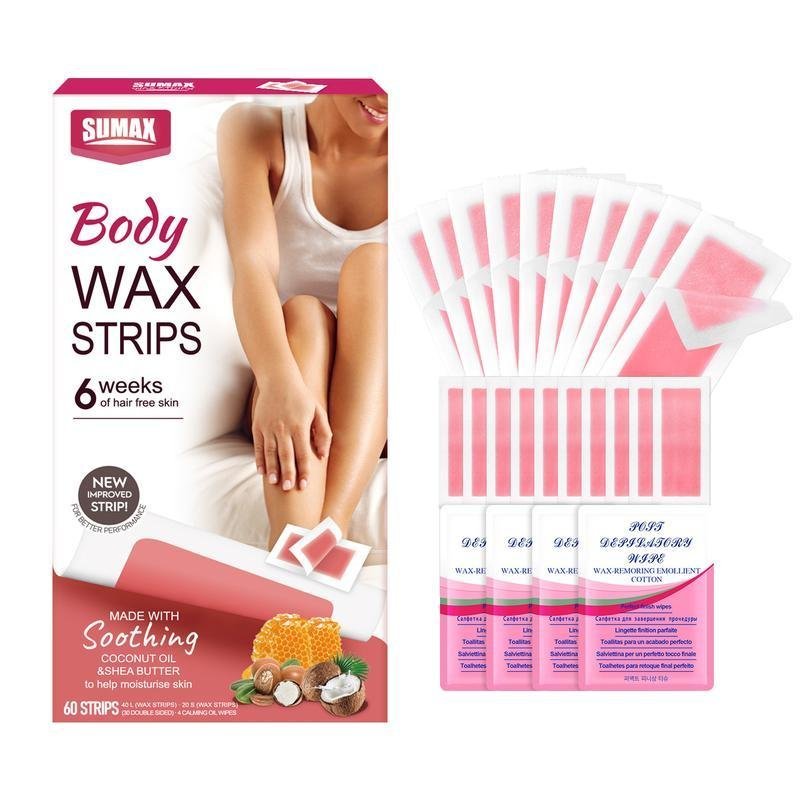 Body Wax Strips Hair Removal,60 Count,Wax Kit For Ingrown Hair Treatment,Portable Body Waxing Strips