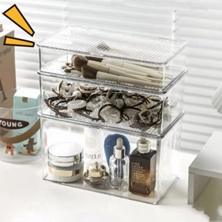 กล่องใส่ของตั้งโต๊ะโปร่งใสมีฝาปิด ความจุใหญ่ เก็บของอเนกประส…
