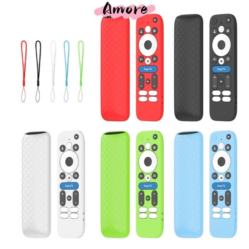 Amore ปลอกซิลิโคนป้องกันสำหรับ onn Google TV Box 4KPro รีโมทคอนโทรล เพิ่มความทนทานต่อการตกและใช้งานง