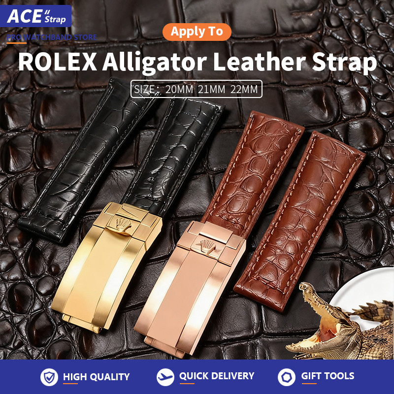 [Alligator Leather ] เหมาะสายนาฬิกา ROLEX - สายนาฬิกาหนังจระเข้แบบกําหนดเองทํามือเหมาะกับ Submariner