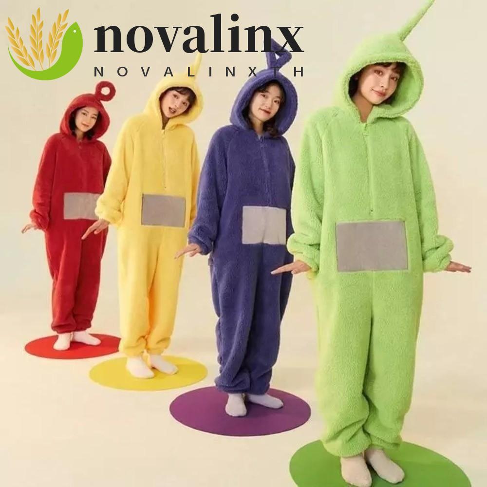 ชุดนอนคอสเพลย์ Teletubbies แบบตลกและอบอุ่น ดีไซน์จากตัวละคร Tinky Winky และ Laa-Laa