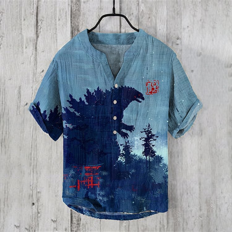 เสื้อเชิ้ตผู้ชายผ้าลินิน พิมพ์ลายดิจิตอล 3 มิติ ราคา ถูกที่สุด ดีลบีเคเค แกลเลอรีภาพที่ 6