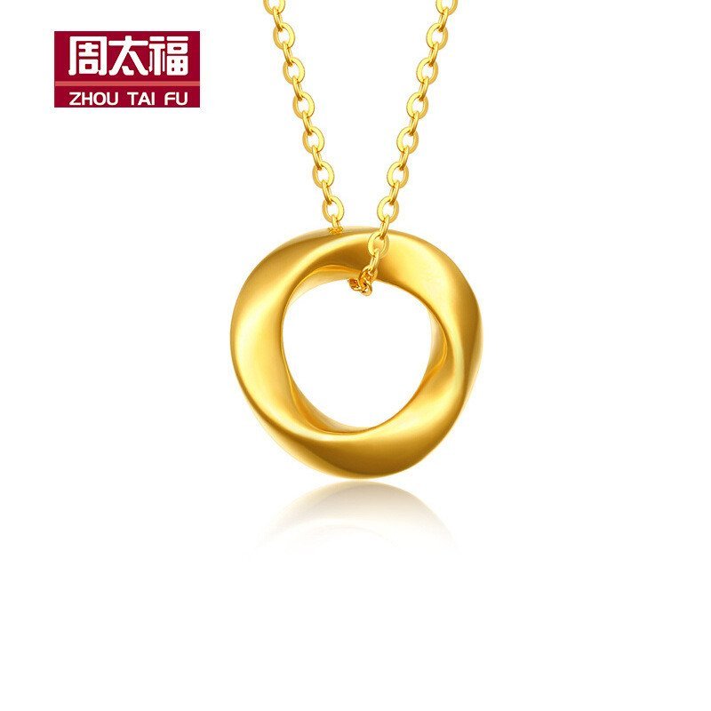 24k Gold ผู้หญิง 999 Pure Gold สร้อยคอของขวัญจี้ Clavicle Chain สร้อยคอความงาม Mobius แหวน Pure Gold