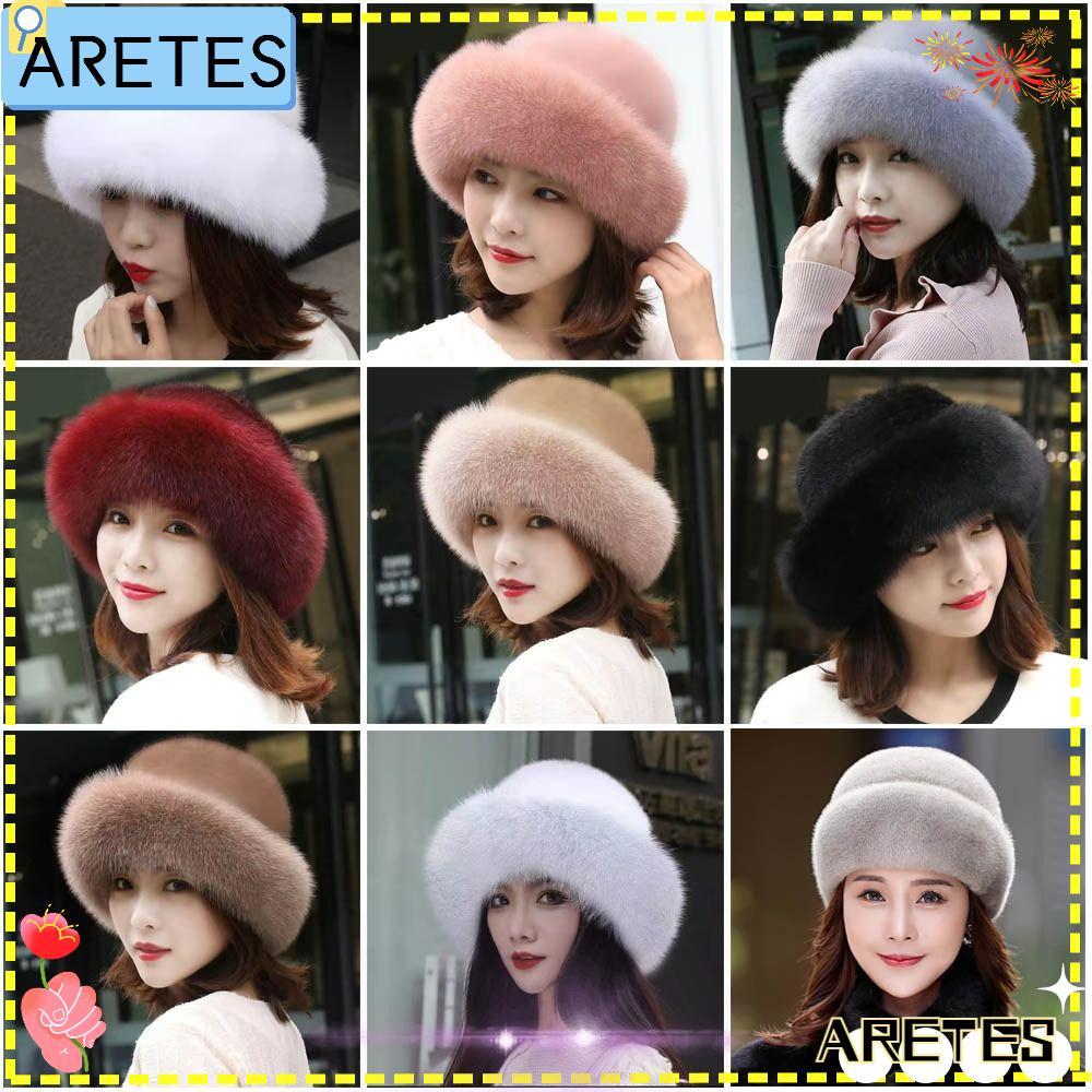 AREES Bucket Warm Caps Wool Fisherman Bucket Hats Fur Hat For Women