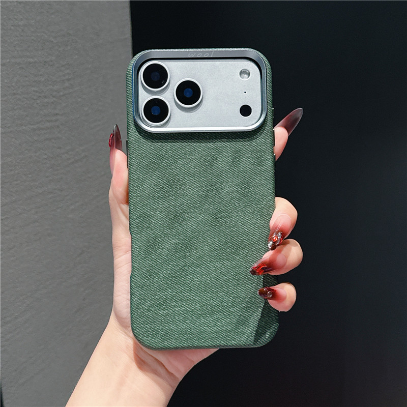 วัสดุผ้าลินิน เหมาะสําหรับ iPhone 17 17promax 17pro หนังสีเทาเงิน 16pro เคสป้องกันการชาร์จแม่เหล็กกา