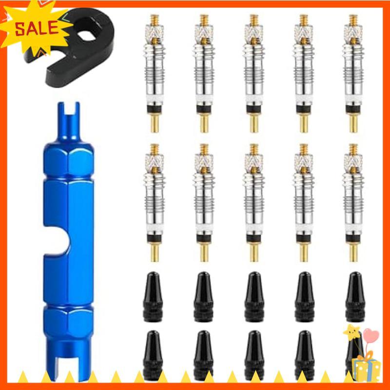 [Fast D] 10 ชิ้นวาล์ว Core สําหรับ Presta,Valve Core จักรยานจักรยานเปลี่ยน 2 วาล์ว Core Remover เครื